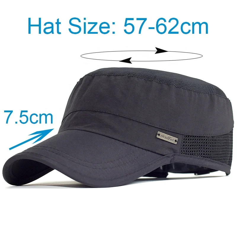 Summer Flat Top Hat Outdoor Breathable Mesh Quick Drying Men Patrol Cadet Cap
