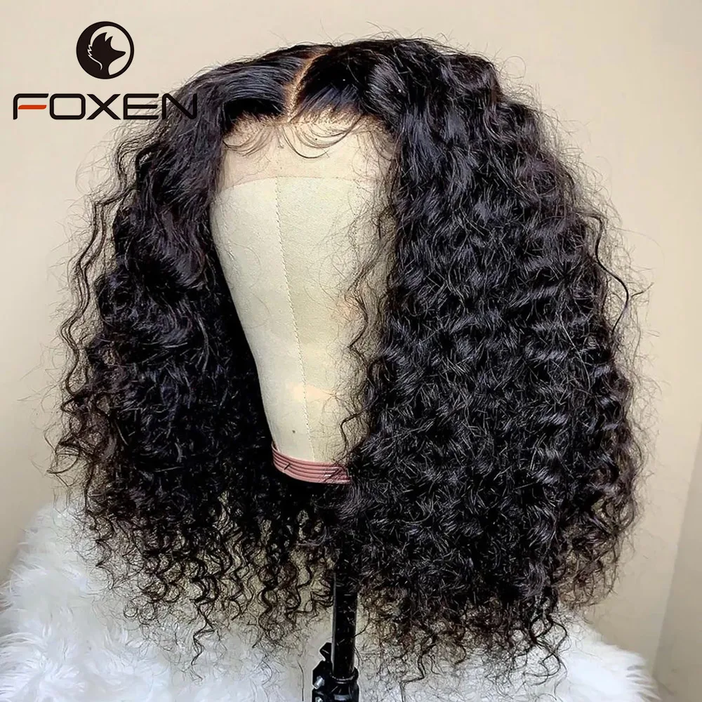 Kinky Curly Short Wigs Human Hair 13X6 Lace Front,Raw Brazilian Water Curly Bob Hair Wig,Perruque Short Deep Wig For Black Women