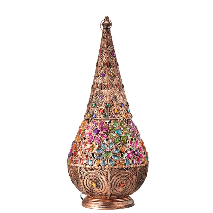 Home Decor Creative Corner Crystal Lamp Standing Floor Iron Wire Weave Flower Luxury Turkish Floor Lamp