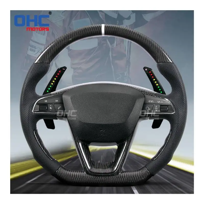 ohc motors Tuning car steering wheel for Seat st Leon Cupra mk2 mk3 LED Smart Shift Paddle Extensions Shifter