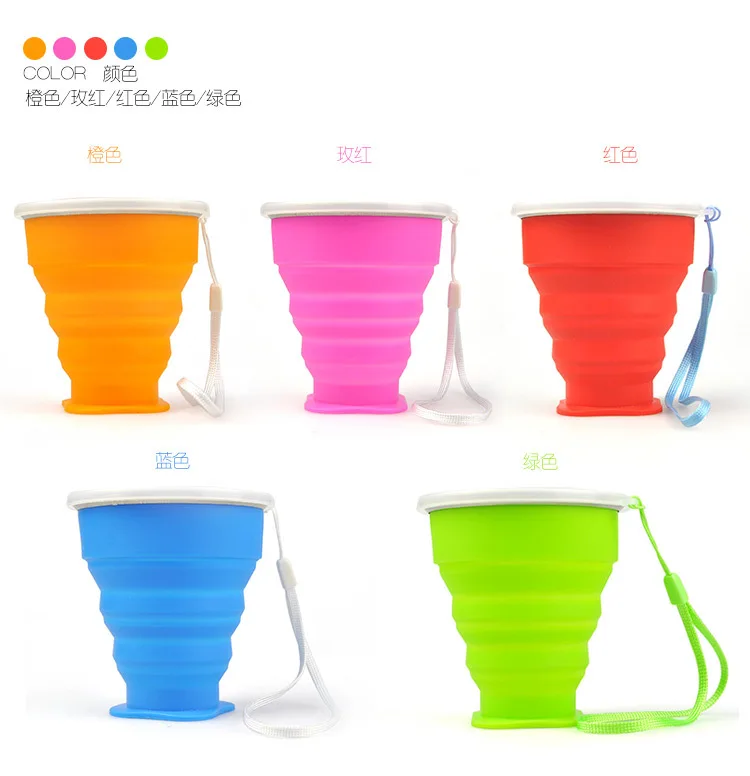 Bpa Free Foldable Silicone Drinking Cup Travel Silicone Folding Collapsible Cup for Travel Outdoor Camping