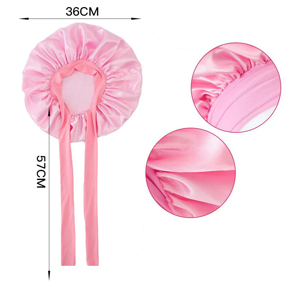 High Quality Satin Bonnet Silk Bonnet for Sleeping Silk Sleep Cap Double Layer Hair Bonnet with Elastic Tie Band for Curly Hair