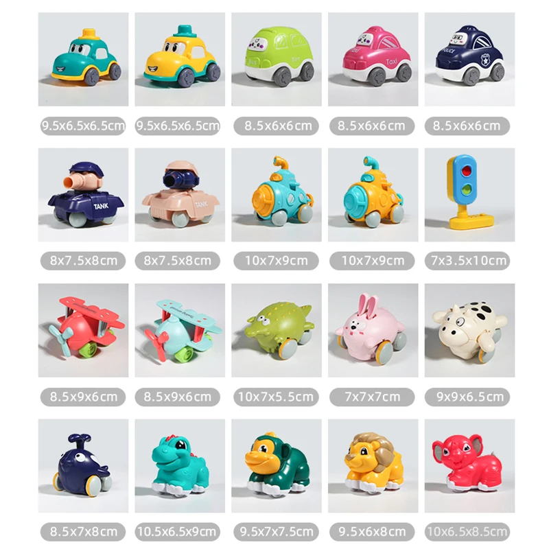 Baby Mini Cartoon Animals Racing Trucks Educational Push and Go Friction Powered Vehicles Car Toys