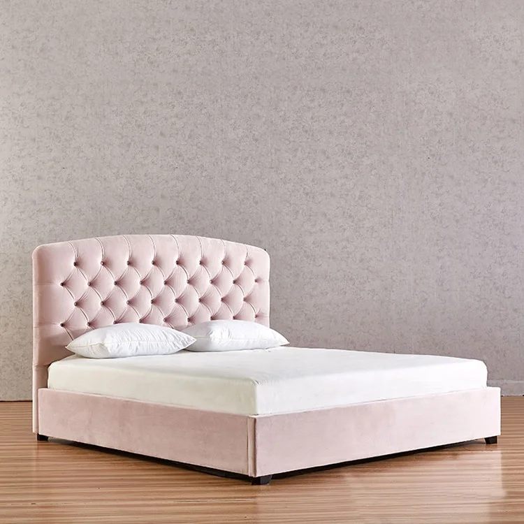 ottoman morden light luxury king size bed with pink colour also to be used to the bedroom kids house beds