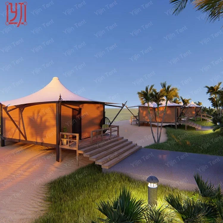 PVDF pagoda hotel tent luxury resort glamping with toilet and bathroom