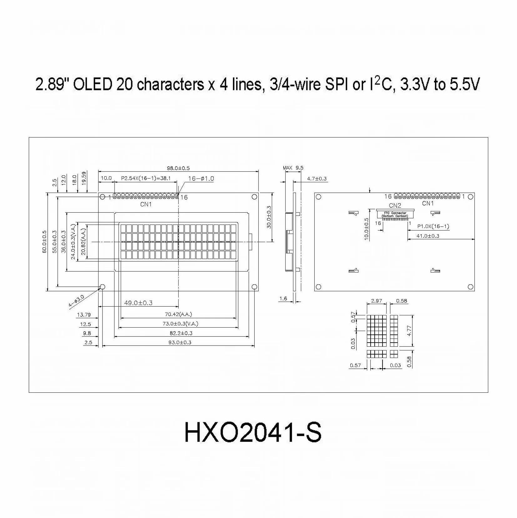  Органический светодиодный дисплей 20x4 символа i2c органический светодиод с проводками 2004 белый и черный цвет режим 3/4 проводов интерфейс SPI или I2C 3 ~ 5 В
