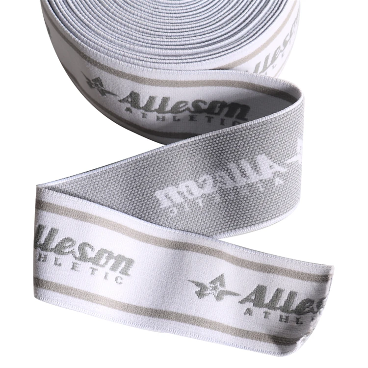 HFT Wholesale Soft Custom Logo Jacquard Elastic Waistband Woven Jacquard Nylon Webbing Elastic Tape Band for Sport Boxer Bra