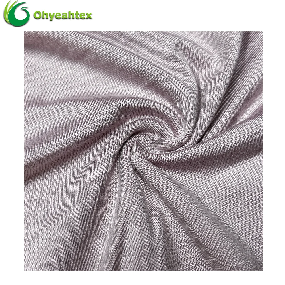 Custom Solid Color 95% Bamboo Viscose 5% Spandex Fabric For Tshirts
