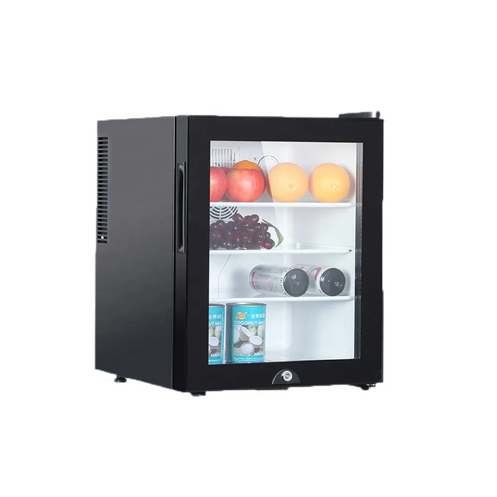 Wholesale CE Portable Custom Pattern 30L 40L Drink Cooler Mini BarGlass Door Mini Fridge with Lock and Key