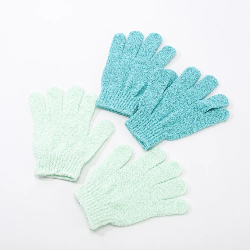 Wholesale Logo Custom Dual Side Exfoliating Bath Nylon Viscose Glove Massage Dead Skin