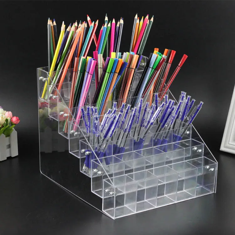 Transparent Pen Display Rack Trapezoidal Stationery Store Pen Rack Desktop Sorting Display Supermarket Convenience Store Multi-l