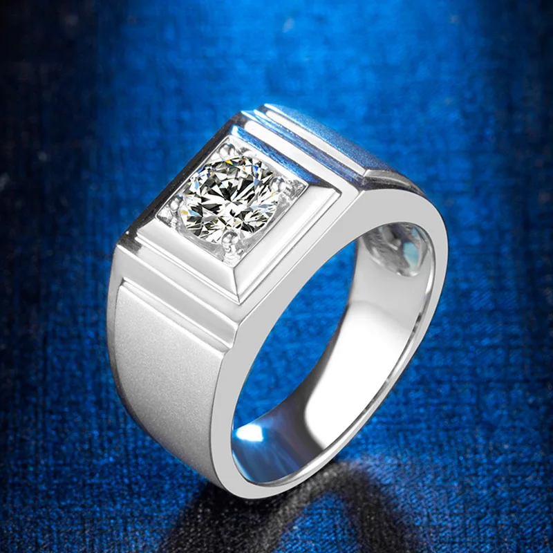 Drop shipping High quality fashion 925 sterling silver Moissanite rings for men
