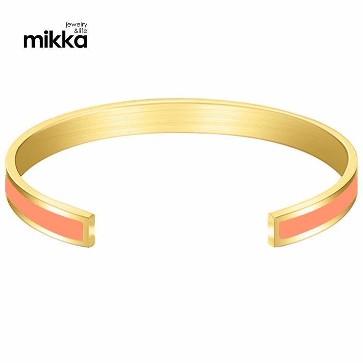 18k Custom Cuff Stainless Steel Enamel Fashion Jewelry Bracelets Bangle with multiple Color Women Gift