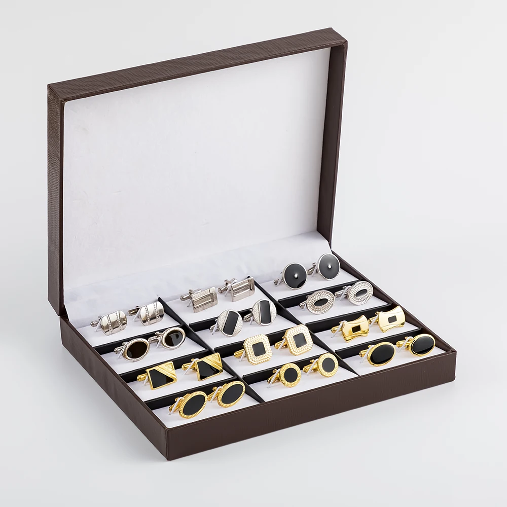 JINJIE wholesale cheapest silver and gold color  iron material cufflinks for men with gift box