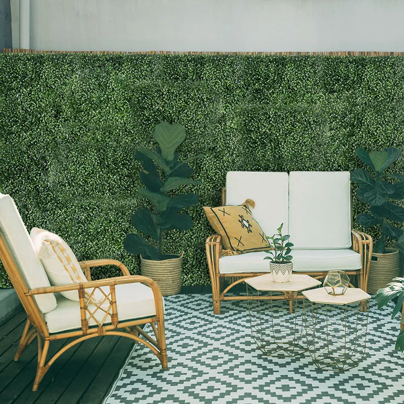 Cheap Milan Grass Wall panel Anti-UV Plastic High Quality Hedge Boxwood Panels Green Plant Vertical Artificial Garden Wall grass