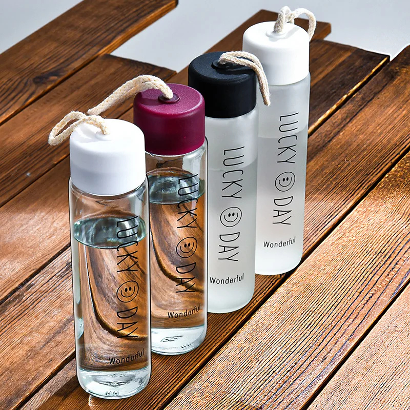 Customized Logo Colorful 400ml Eco-friendly Bamboo Lid Silicone Sleeve Durable Borosilicate Glass Water Bottle