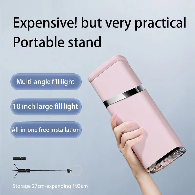 Selfie tripod with light folding ring pink mini phone 26cm only stand professional live stream led fill lamp ring light