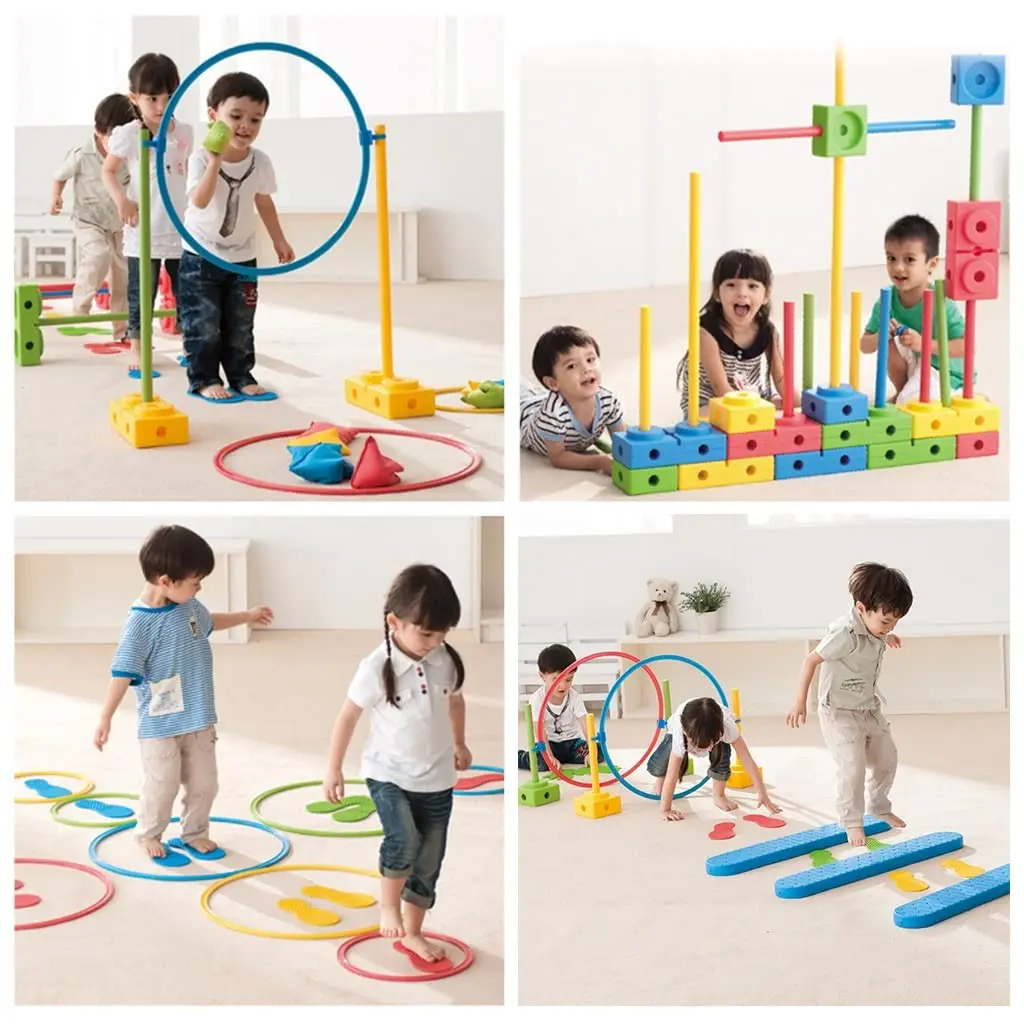 Agility & Balance Game Kit | Nursery Physical Training Obstacle Course | Indoor & Outdoor Hurdle Games Kids Sensory Training