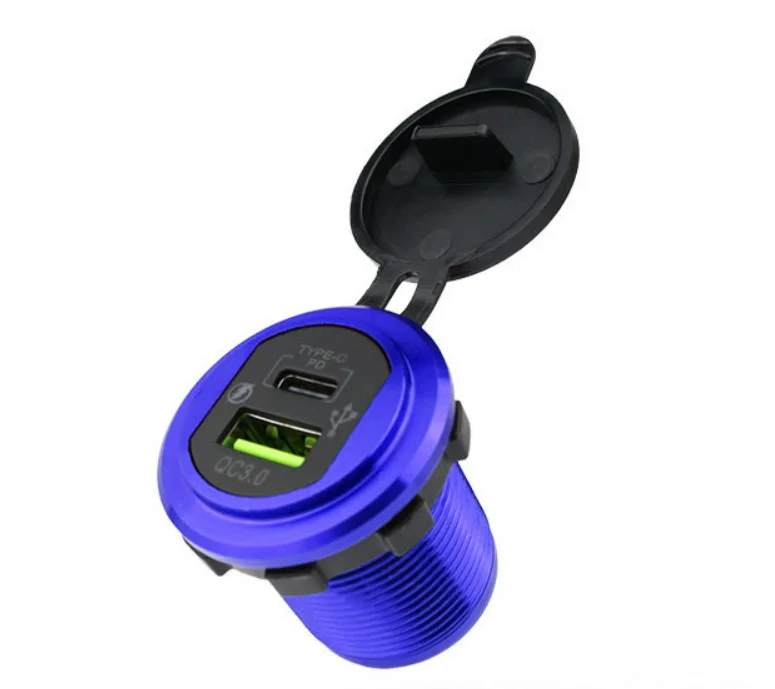 Новый Тип двойного порта USB Интеллектуальное Быстрое зарядное устройство QC3.0 + PD металлическое модифицированное автомобильное с апертурой 12 В для