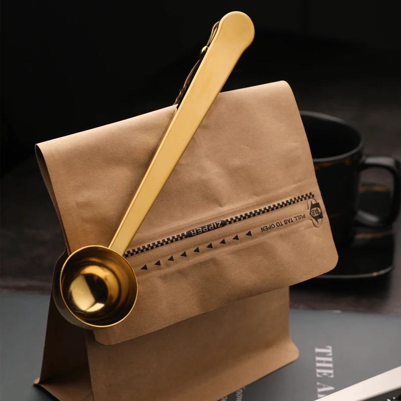 Stainless Steel Coffee Spoon Scoop with Bag Clip Coffee Measuring Spoon With Clip