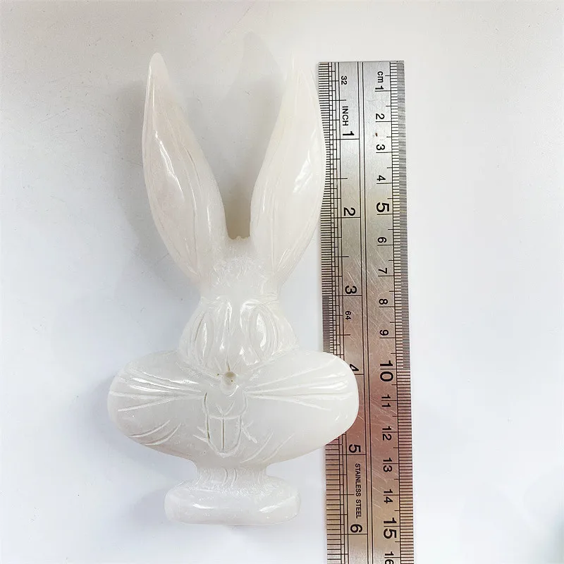 
Lovely Natural Wholesale Beautiful High Quality White Marble Jade Rabbit Carved Ornaments For Gift LSY 