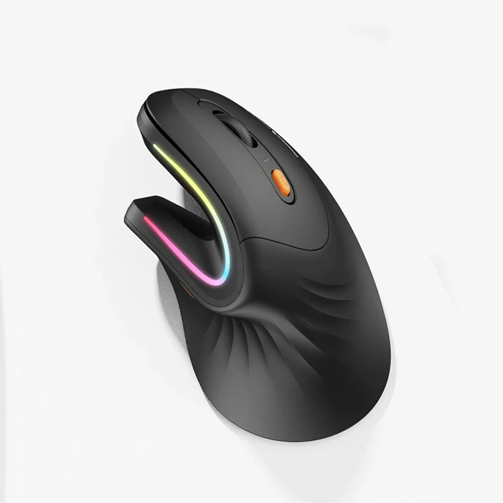 ProtoArc Rechargeable Vertical Mouse 1000 1600 2400 DPI Mice for Computer Laptop PC RGB Ergonomic BT Wireless Mouse