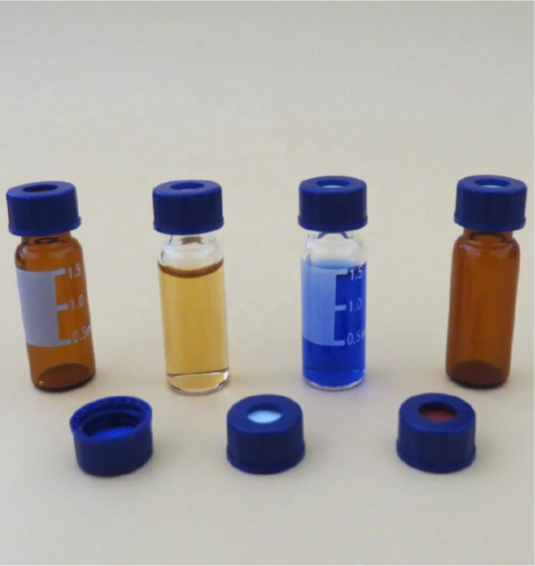 1.5 or 2ml Screw-thread neck clear or Amber with silica PTFE septa 9-425 glass sample storage HPLC vial