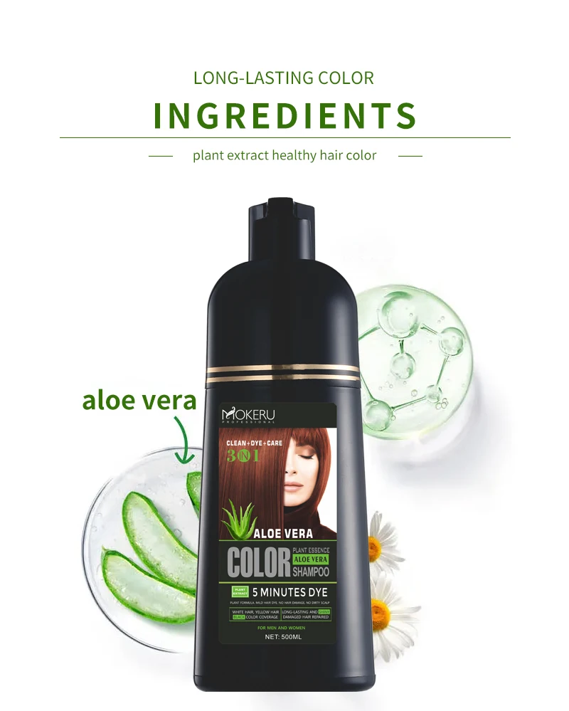 Wholesale Arabic Hair Dye Men Aloe Vera Hair Dye Color Shampoo 3 in 1 Permanent Hair Dye