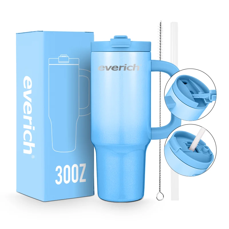 Everich keep hot and cold double wall 30oz stainless tumbler with straw wholesale bulk