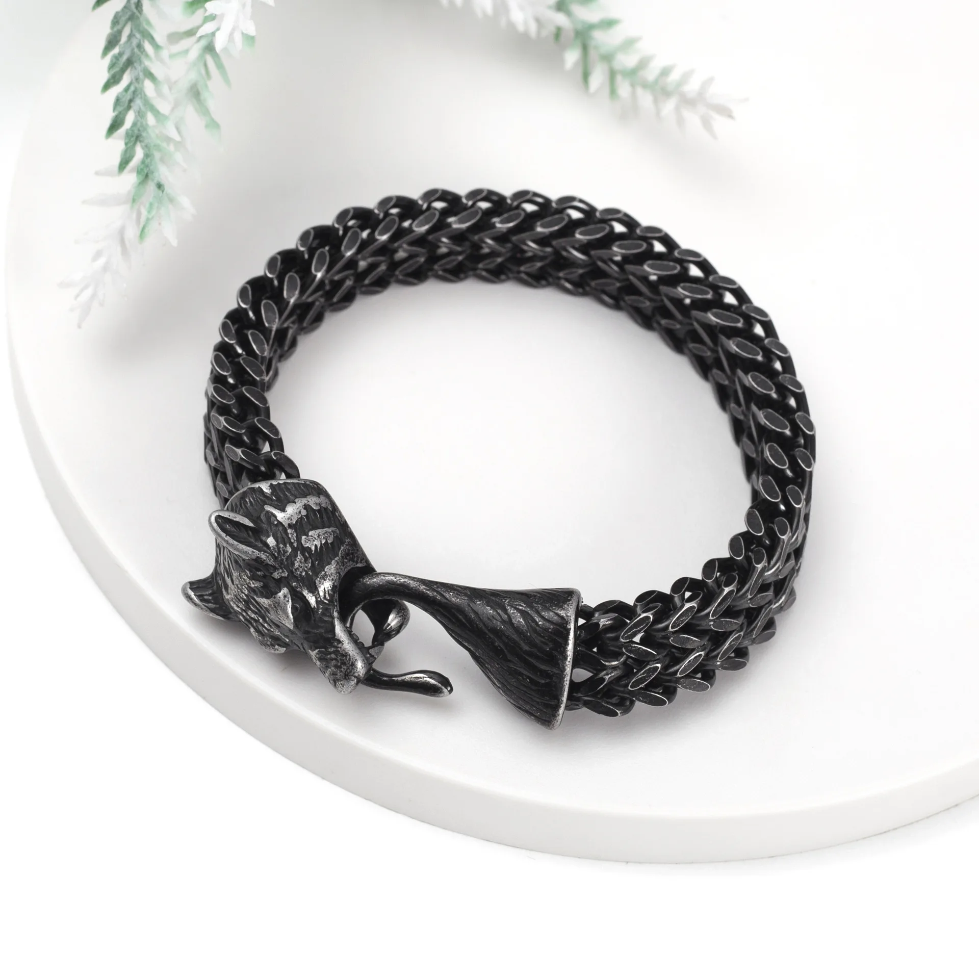 Браслет Viking Pirate Shuangluo VBC004, цепь из титановой стали с головой кельтского волка, невыцветающая, персонализированные серебряные украшения