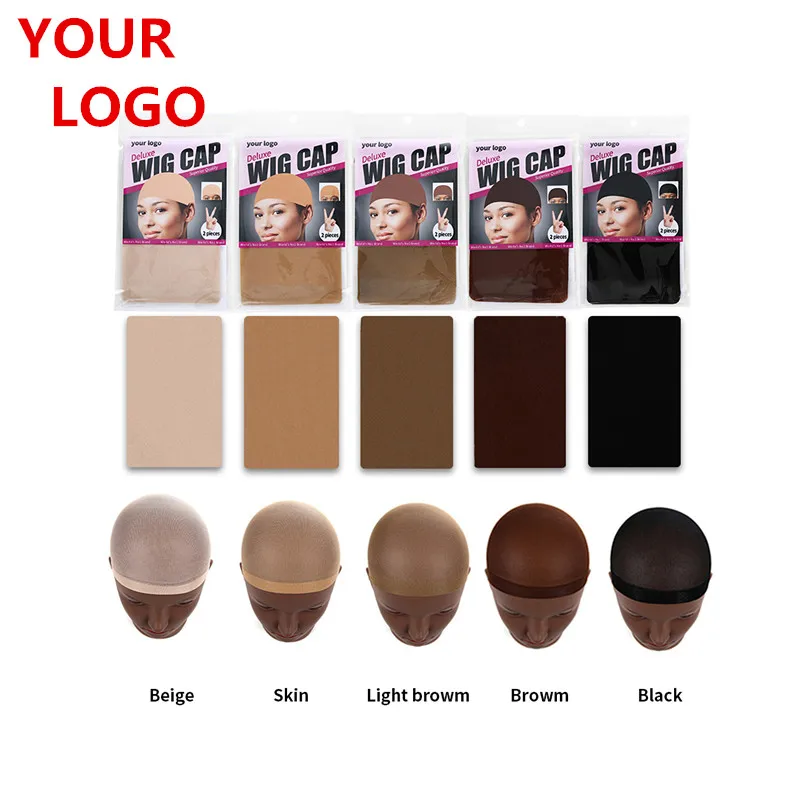 2pcs/pack Private Label Adjustable Wig Caps For Making Wigs Glueless Swiss Lace Brown Black Braid Stocking Wig Caps