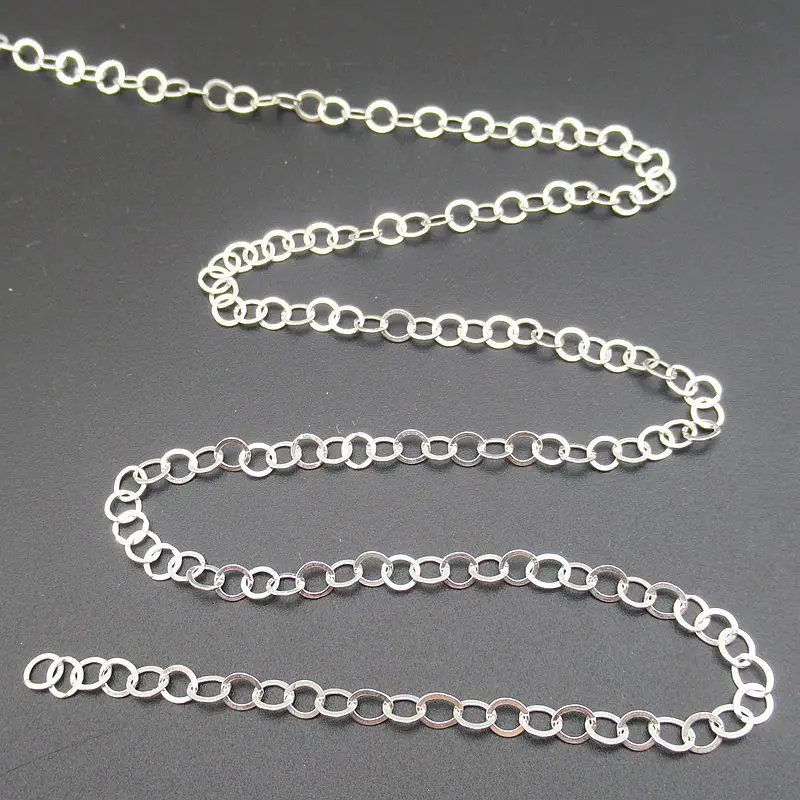 Wholesale 3.6MM Sterling Silver Necklace Chain Link O Shape Chains for Jewelry Making Sterling 925 Silver Chain Roll