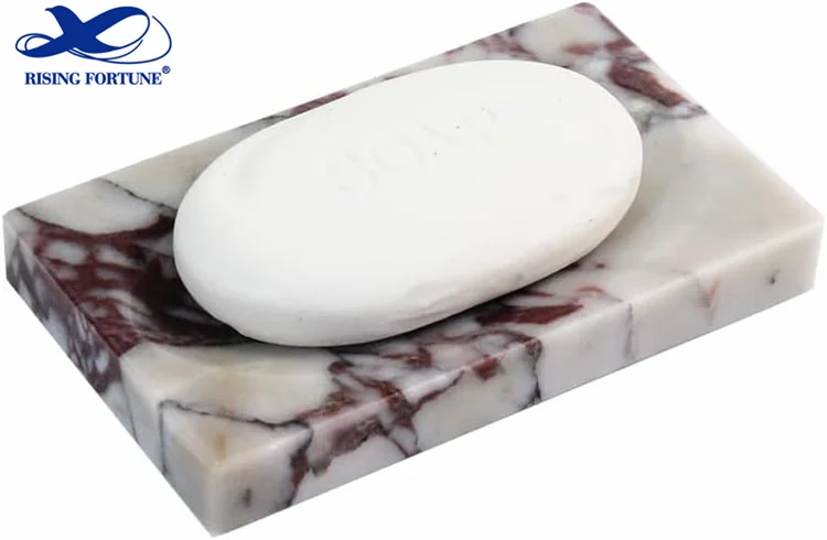 Wholesale Popular Square Marble Soap Dish Holder Luxury Calacatta Viola Marble Stone Soap Dish Bathroom Accessory for Hotel