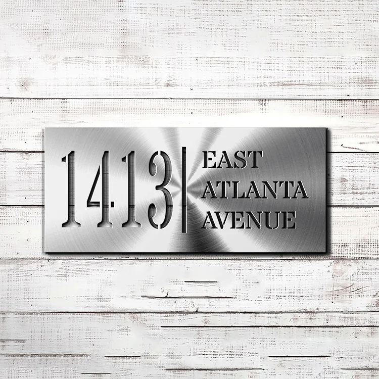 Custom Cutting Round Metal Address Plaque Circle Black Stainless Steel House Numbers Address