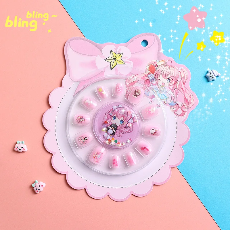 Kids Unique Colorful Rainbow Cute Kids kids press on nails With Glue False Nail Artificial