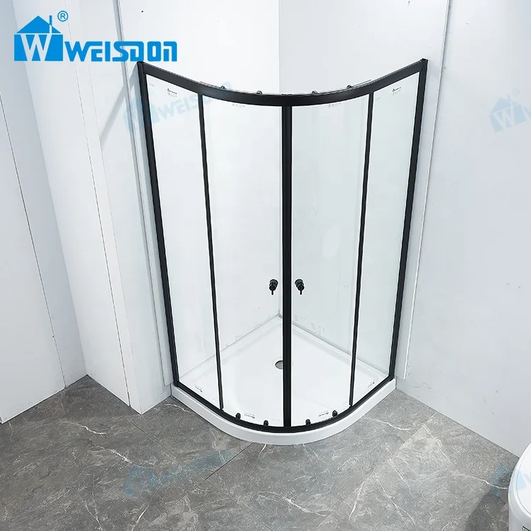 Weisdon Modern Design Arc Shape Bathroom Glass Shower Door Aluminum Sliding Shower Room