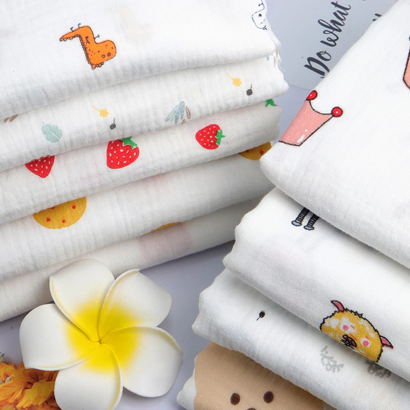 Custom Eco-Friendly Home Clothing Pajamas Crepe Printed Gauze Cotton Print Double Crepe Baby Saliva Towel Fabric