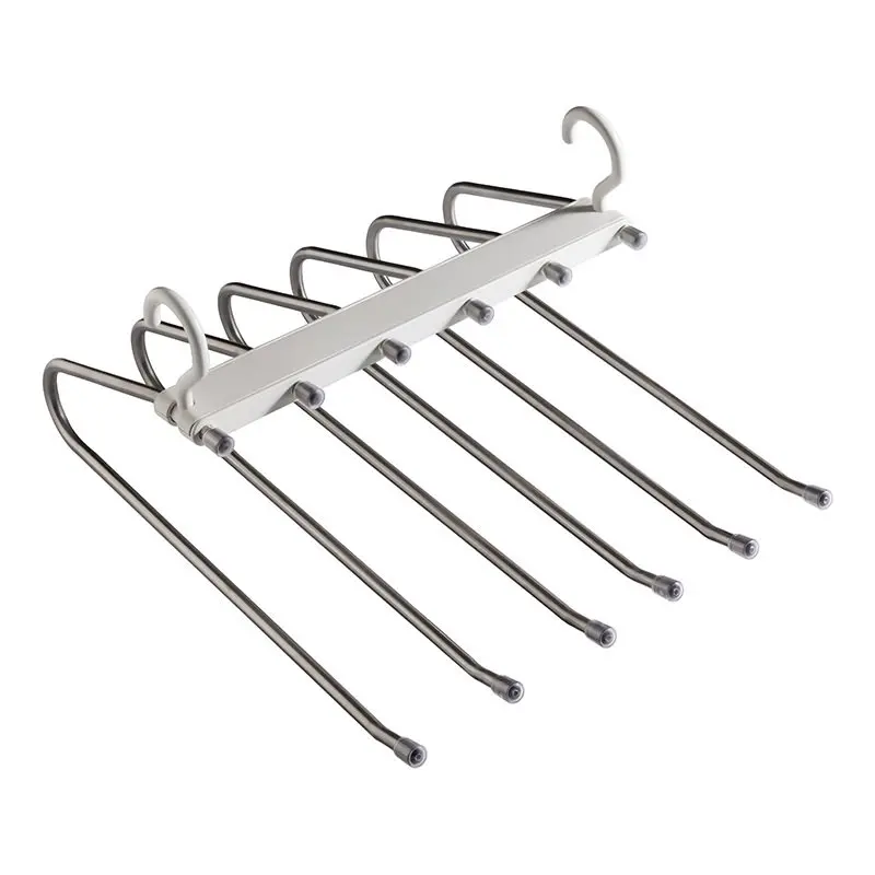 Folding Clothes Hanger Pants Rack 6 Layers Wardrobe Closet Storage Shelf Adjustable multi-function Trouser Hangers