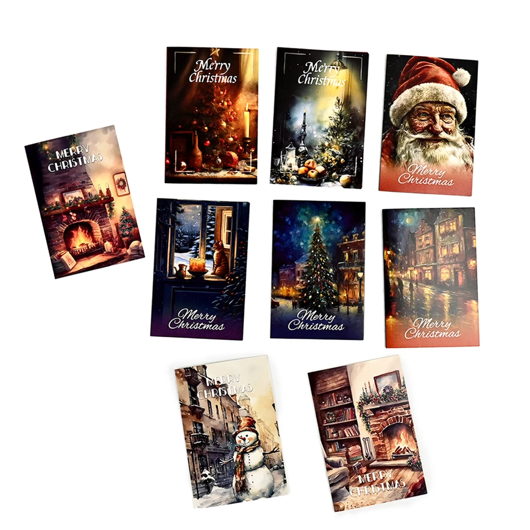 Custom Design Colorful Writable Christmas Greeting Gift Cards Thank You Cards Set with Envelopes and Stickers