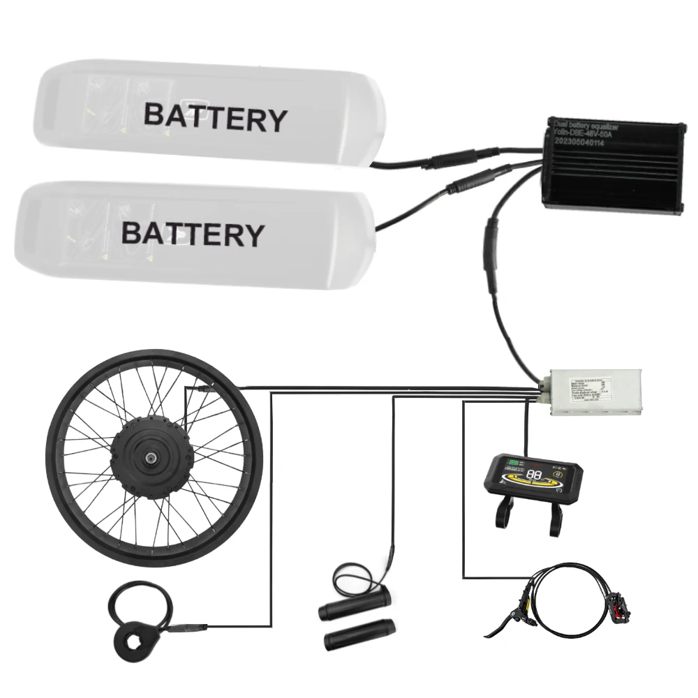 500W/750W/1000W/1500W Dual Battery System  Brushless EBike Rear Drive Motor 32V/36V/48V 30Ah Electric Bike Conversion Kit