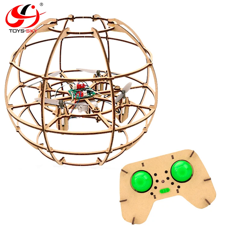 Wooden DIY RC Drone parts assembly accessories Kit Educational Dron Toys Ball Drone for Kids Student Education Programming