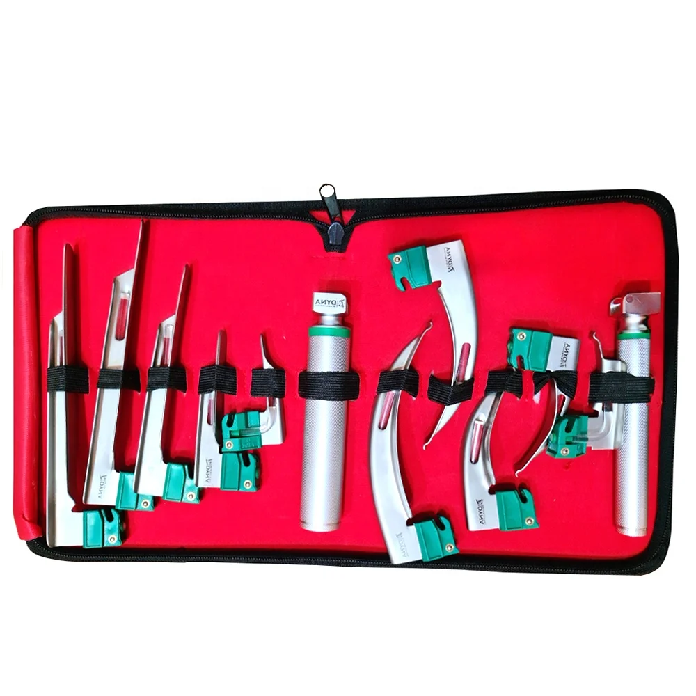 Набор волоконно-оптических ларингоскопов Macintosh & Miller с 9 лезвиями + ручкой среднего