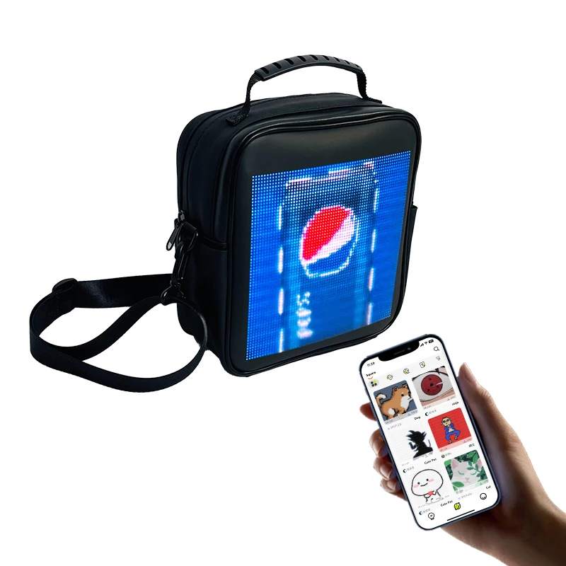 iledshow High Resolution APP Programmable Flashing Light Display Screen Backpack Led Sling Bag With Walking Billboard Panel