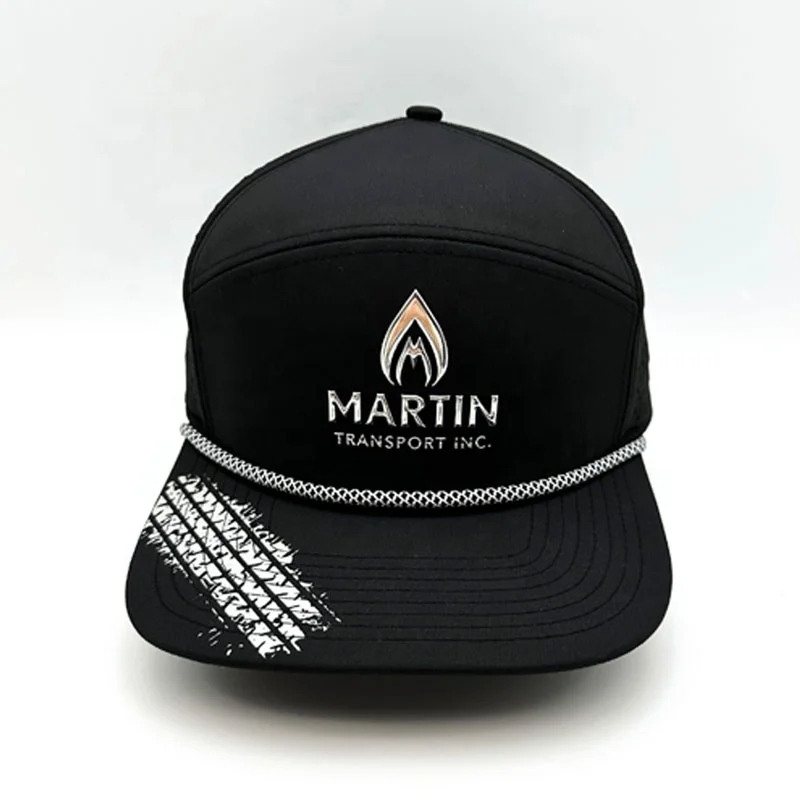 Custom Leather Patch 6 Panel Waterproof Meilin Hat Laser Cut Hole Perforated Golf Hat Trucker Hats Caps
