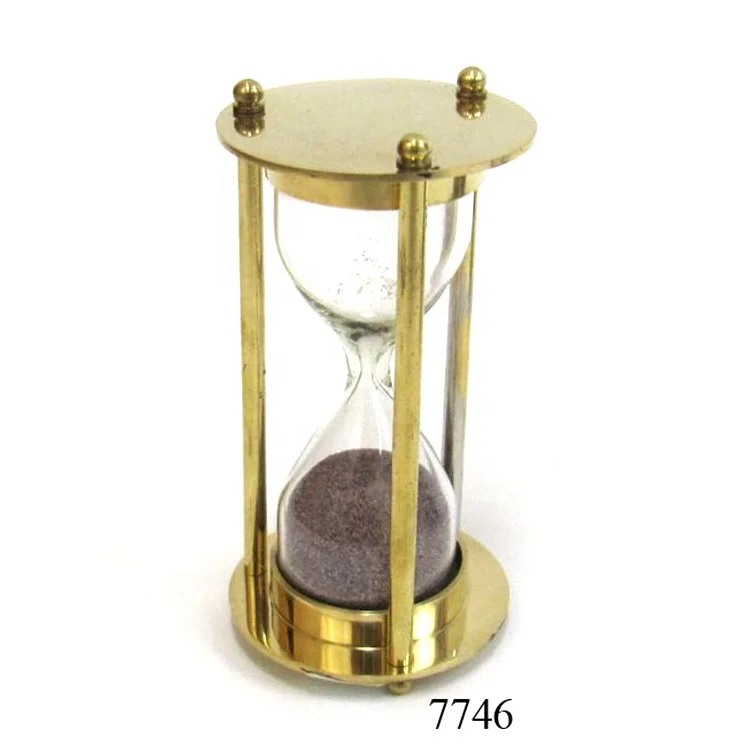 Nautical Brass Hourglass Sand Timer in Polish nautical antiques hourglass timers for home and office decor