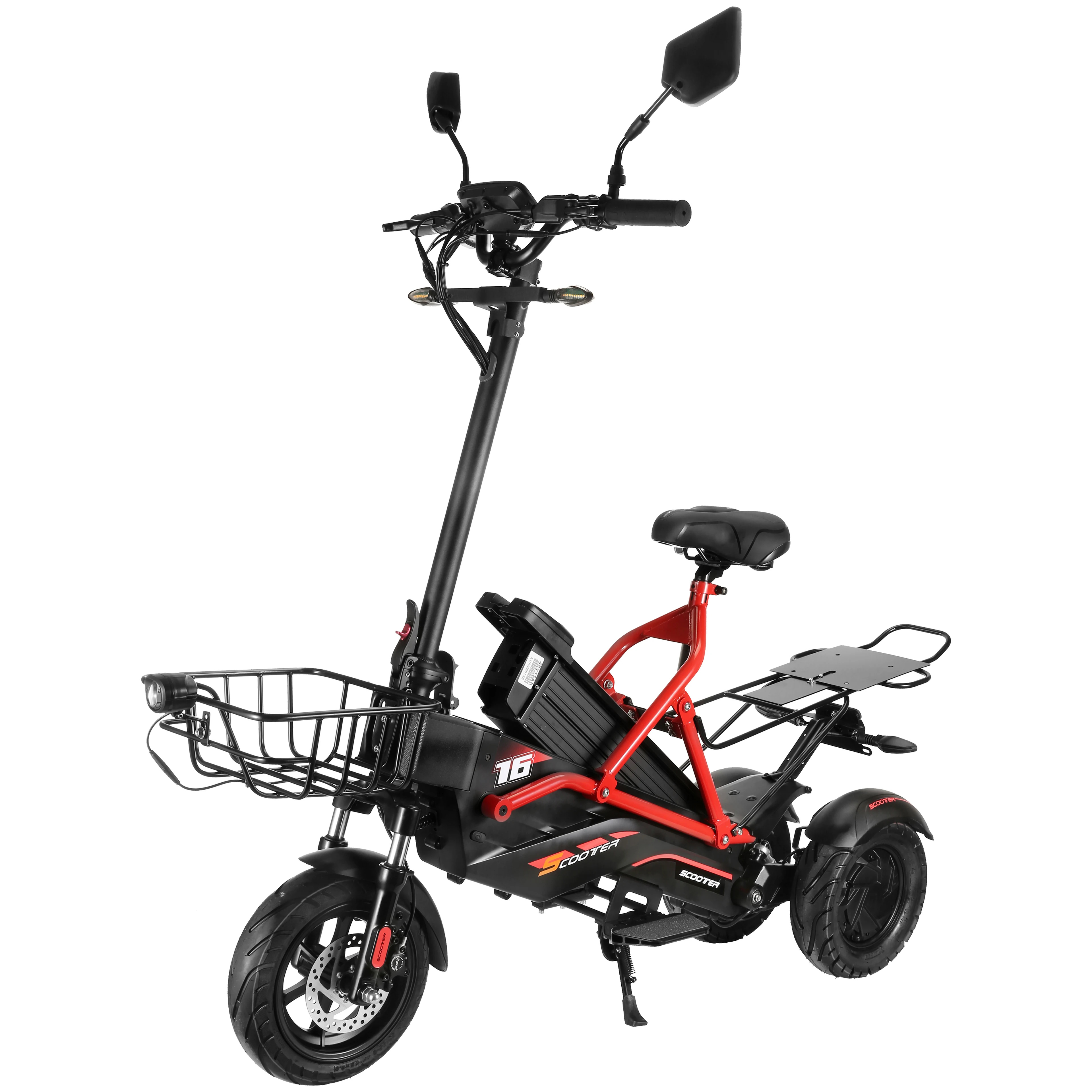 Folding Smart  cargo electric scooter 1600w three wheel motorcycle Portable Ultra Light Mobility Scooter  With Seat For adult