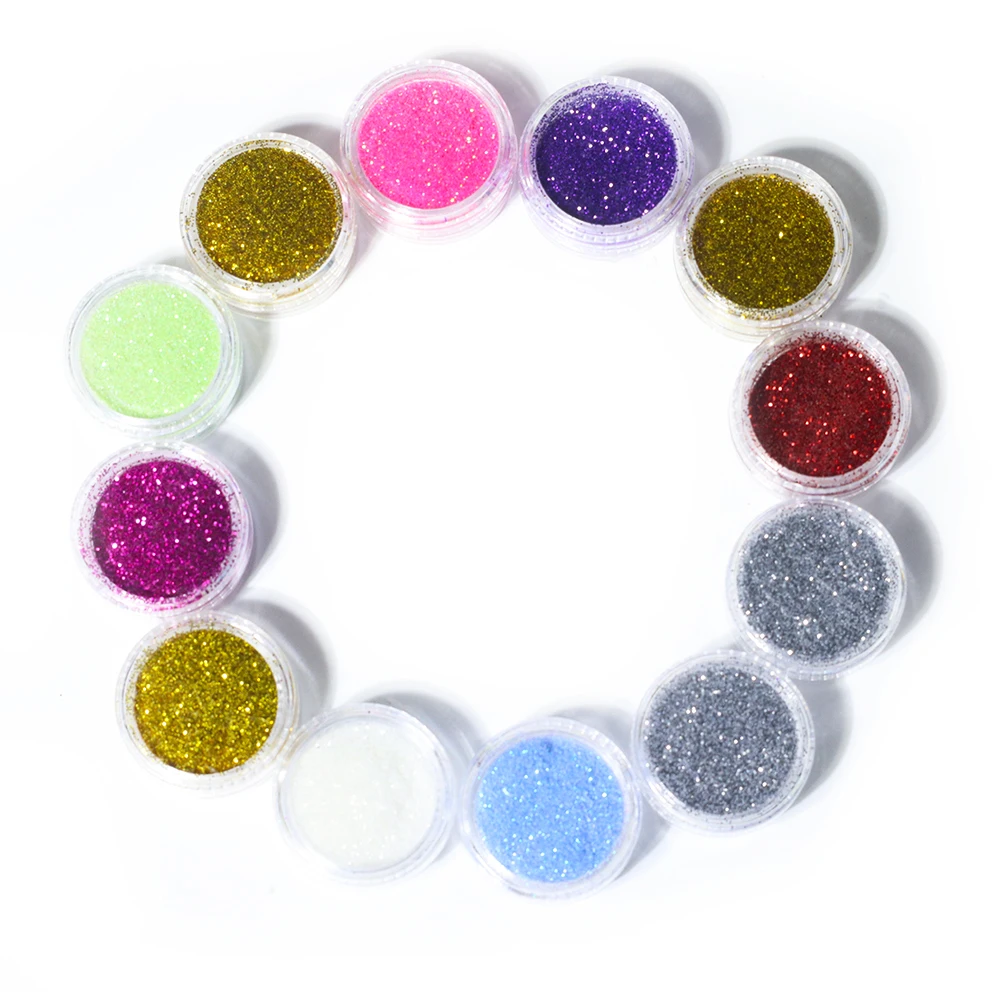 12 Style Colorful Radium Glitter Nail Art Sequins Ultrafine Laser Flash