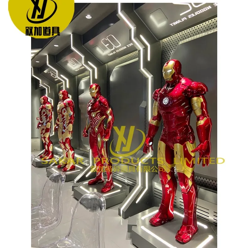 Custom Large Classic Anime Character IronMans  Life Size Ironmans Statue Anti-hulk Armor Statue 1/2Mark 44 Statue for home Decor