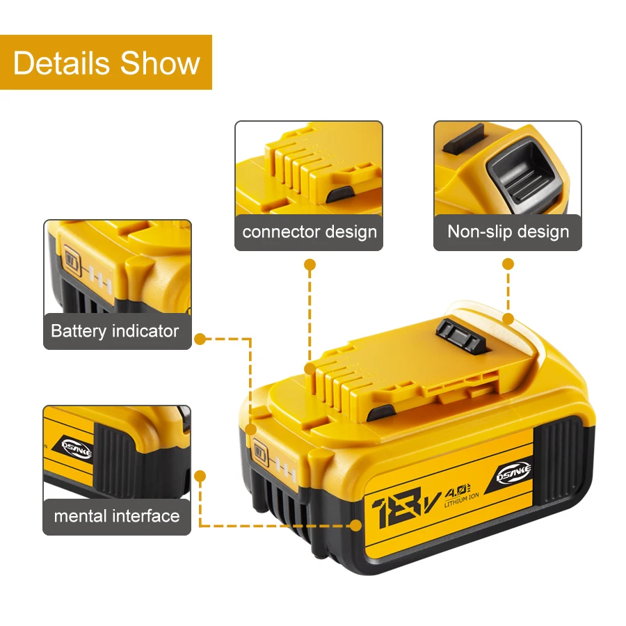 Replacement Drill Battery For DeWalts DCB200 DCB184 DCB203 DCB206 Rechargeable 18V/20V Li-ion Power Tool Battery
