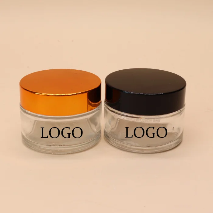 Metal plastic lid glass jar 5g 10g 15g 20g 30g 50g 2oz 3oz 4oz glass cream jar with lid custom glass jar LOGO